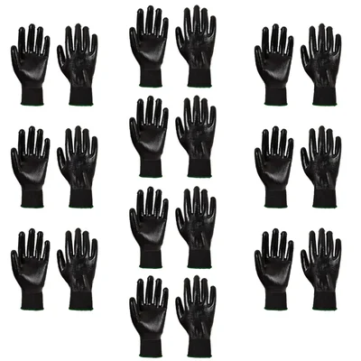 Minsales 10 Pair Safety Gloves - Water Resistant, Polycotton, Full Fingered for Industrial Use