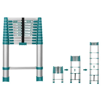 Total 10 Steps 10.5 Feet/3.2 Meter 150 Kg Load Capacity Aluminium Telescopic Ladder (THLAD08101)