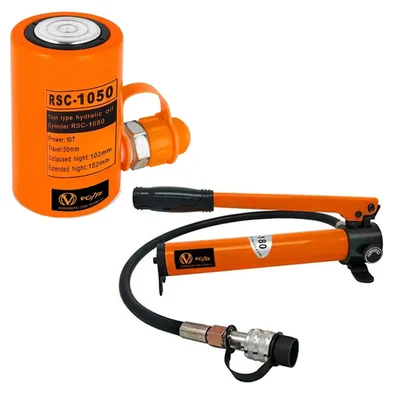 VOLTZ 10 T Hydraulic Cylinder Jack Solid with Hand Pump Single Acting Hydraulic Ram Cylinder 50 mm Hydraulic Lifting Cylinders (RSC-1050180)