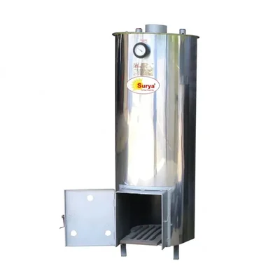 Surya Silver Ash Energy Efficient Stainless Steel Wood Fire Water Heater Boiler System 110L