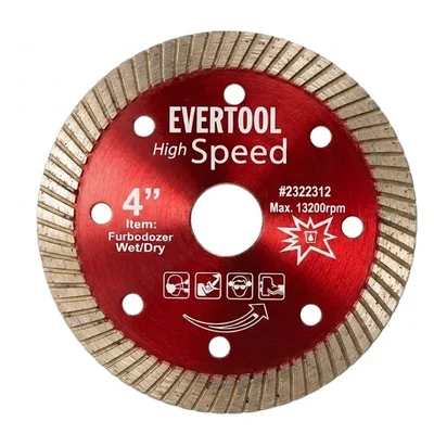EVERTOOL 110mm 4" Turbo Diamond Series Marble Cutting Blade Pack of 10 Pcs