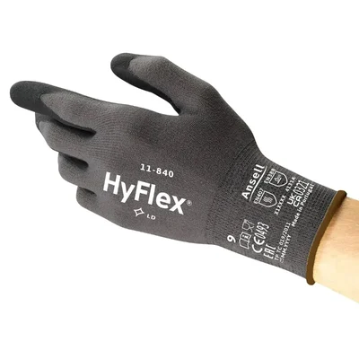 Ansell HyFlex 11-840 Nitrile-Coated Multi-Purpose Gloves – 15-Gauge Touchscreen Compatible Industrial Safety Gloves