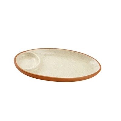 Dual Tone 11 Inch Oval Chip N Dip for Serving Snack (Pack of 4)