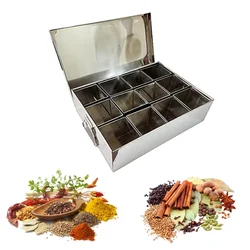 Vinayak Machines Commercial 12 Compartment 500g Capacity SS Masala Peti or Containers