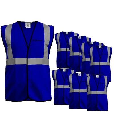 Gravitech 100 Pcs 120 GSM Blue Colour Safety Jacket With 2" High Grade Reflective Fabric Tape (GI-RJ-02)