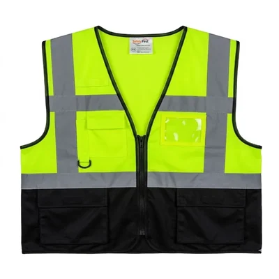 Warnmat 120GSM Dual-Tone Executive Safety Reflective Zipper Jacket Multi-Pockets Free Size(Pack-1)