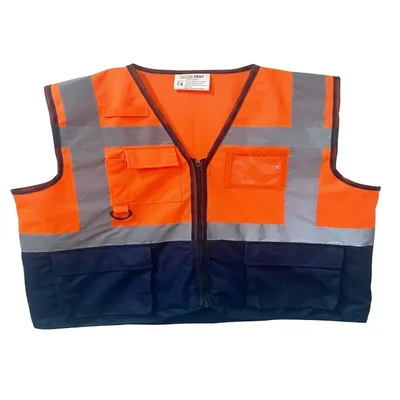 Warnmat 120GSM Dual-Tone Executive Safety Reflective Zipper Jacket Multi-Pockets Free Size(Pack-1)