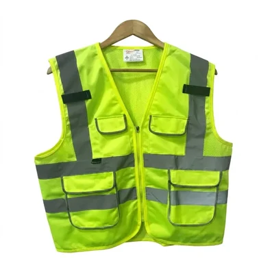 Warnmat 120 GSM Green Multi-Pocket Safety Jacket with 2V2H Grey Reflective Tape and Cargo Pockets(Pack-1)