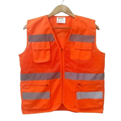 Warnmat 120 GSM Half-Mesh Breathable Reflective Safety Jacket with Zipper Cargo Pockets(Pack-1)