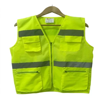 Warnmat 120 GSM Half-Mesh Breathable Reflective Safety Jacket with Zipper Cargo Pockets(Pack-1)
