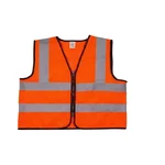 Warnmat 120 GSM High-Visibility Safety Waistcoat, Reflective Orange Zipper Construction Vest, v4you-2016