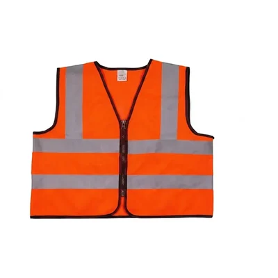 Warnmat 120 GSM High-Visibility Safety Waistcoat, Reflective Orange Zipper Construction Vest, v4you-2016(Pack-1)