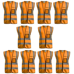 Gravitech 10 Pcs 120 GSM Orange Colour Safety Jacket With 2" High Grade Reflective Fabric Tape (GI-RJ-04)