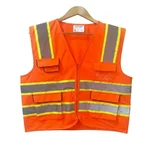 Warnmat 120 GSM Orange Multi-Pocket Executive Safety Jacket with Yellow Border Reflective Tape