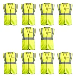 Gravitech 10 Pcs 120 GSM Green Colour Safety Jacket With 2" High Grade Reflective Fabric Tape (GI-RJ-02)