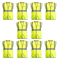 Gravitech 10 Pcs 120 GSM Green Colour Safety Jacket With 2" High Grade Reflective Fabric Tape (GI-RJ-02)