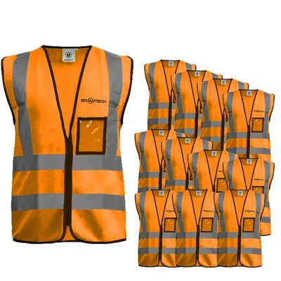 Gravitech 100 Pcs 120 GSM Orange Colour Safety Jacket With 2" High Grade Reflective Fabric Tape (GI-RJ-04)