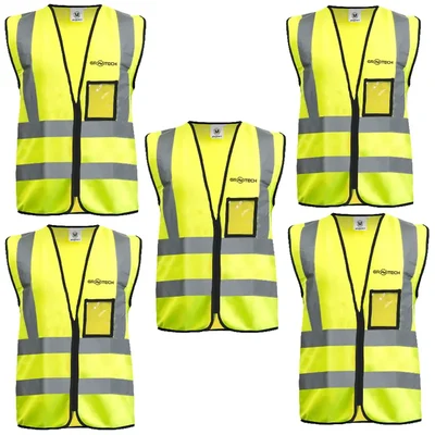 Gravitech 5 Pcs 120 GSM Green Colour Safety Jacket With 2" High Grade Reflective Fabric Tape (GI-RJ-04)