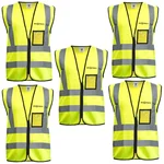Gravitech 5 Pcs 120 GSM Green Colour Safety Jacket With 2" High Grade Reflective Fabric Tape (GI-RJ-04)