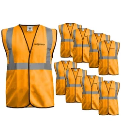 Gravitech 100 Pcs 120 GSM Orange Colour Safety Jacket With 2" High Grade Reflective Fabric Tape (GI-RJ-02)