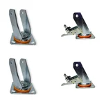 Heavy Duty 125 x 50 mm MS Zinc Plated Bracket Combo for Swivel with Plate and Swivel with Brake Caster Wheels