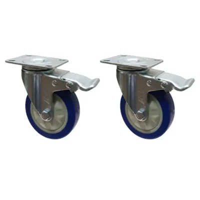 Heavy Duty 130 kg Load Capacity 2 pcs 5 inch (125 mm) Brake Type Single Ball Bearing Anti Static PU Caster Wheel