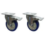 Heavy Duty 130 kg Load Capacity 2 pcs 5 inch (125 mm) Brake Type Single Ball Bearing Anti Static PU Caster Wheel