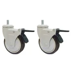 Heavy Duty 5 inch / 125 mm Pack of 2 Thread Type PU Caster Wheel With Brake