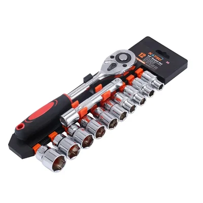 Breeze Tools 1/2-Inch Drive 12-Piece CR-V Chrome Satin Quick Release Ratchet Metric Socket Wrench Set 10-24mm