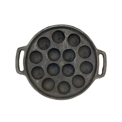 Aarogyam 12 Inch 14 Pits Paniyaram Appam Cooking Pan Flat Back Multi Surface Compatibility Rough Finish