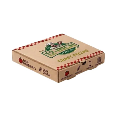 Pack of 100 | 12 Inch 3ply Cardboard Kraft Paper Printed Pizza Box for Food Safe Takeaway Packaging