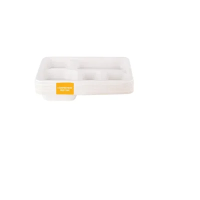 12 Inch 5 CP Bagasse Hot Cold Safe Compostable Disposable Square Plates 500 Pcs