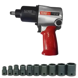 Techno 1/2 Inch Air Impact Wrench (AT239) with 9 to 27mm, 10 Pcs. Socket Set (ASK 008)