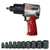 Techno 1/2 Inch Air Impact Wrench (AT239) with 9 to 27mm, 10 Pcs. Socket Set (ASK 008)