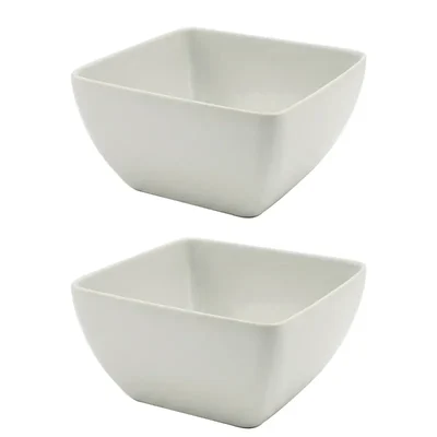 12 inch White Melamine Curved Square Bowl - Pack of 2