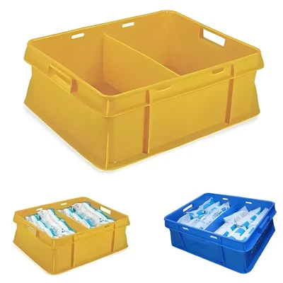 Premium Quality 20 Liter 470x370x168 mm Milk Crate with Partition (Pack of 5)
