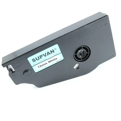 Supvan 12mm High Capacity 16m Long Black on White Laminated Thermal Label Printer Cassette Tape TP-L12EW