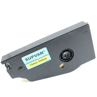 Supvan 12mm Black on Yellow High-Visibility 16-Meter Industrial Laminated Labeling Tape Cassette TP-L12EY