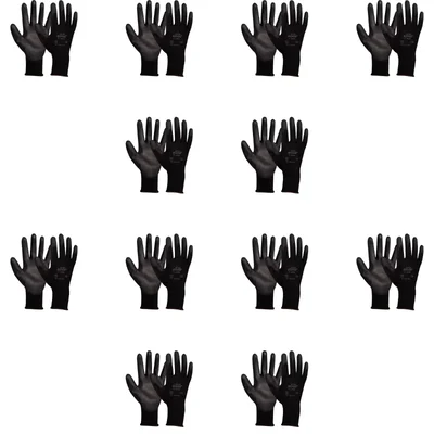 Ansell EDGE 48-126 Polyester Material Palm Coated Light-Weight Black Safety Gloves - Pack of 12