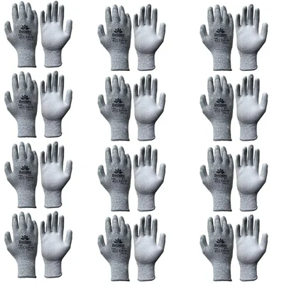 Delight 12 Pair HPPE Cut 3 Pu Coated Gloves (MCL3-G)(Size-Medium)