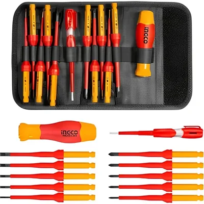 INGCO 12 pcs Interchangeable Insulated Screwdriver Set (HKISD1201)