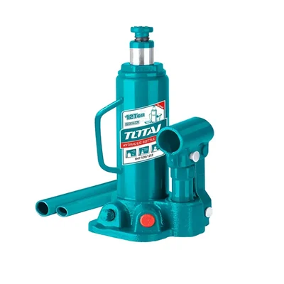 Total 12 Ton Hydraulic Bottle Jack, 465 mm Maximum Lifting Height For Hatchback Cars, Compact SUVs (THT109122)