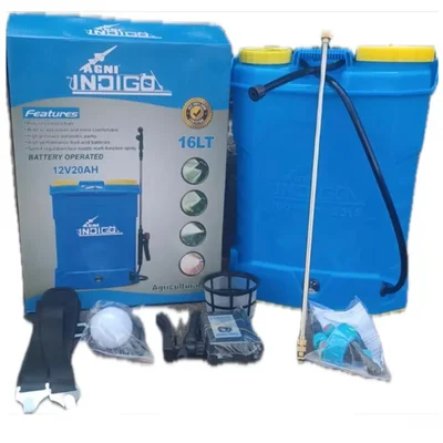 Indigo 12 V 20 AH Battery Sprayer with Black Trigger, Iron Hook Belt, Motor and other accessories for Agriculture Use