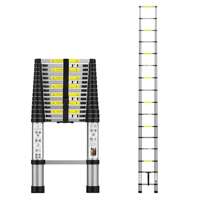 Heavy Duty 16 Steps (15.5 Feet/4.7 Meter) Single Side Aluminium Portable and Extendable Telescopic Ladder