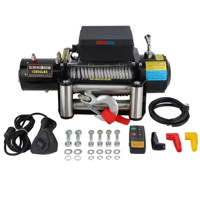 Crossbee 13500lbs(6123 kg) Capacity 6 HP Battery-Operated Car Winch 24meter x 9.3mm Wire Rope For Towing- SUVs,ATVs Cars