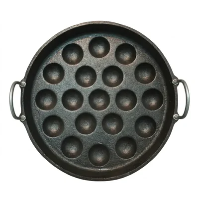 Aarogyam 13 Inch 19 Pits Cast Iron Paniyaram Appam Cooking Pan Seasoned Rough Finish