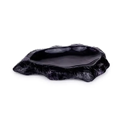 13" Black Scratch-Resistant Melamine Rock Platter (Pack of 2)