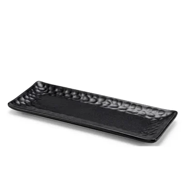 Premium 13-Inch Black Melamine Speckled Platter Set of 2 for Food Serving