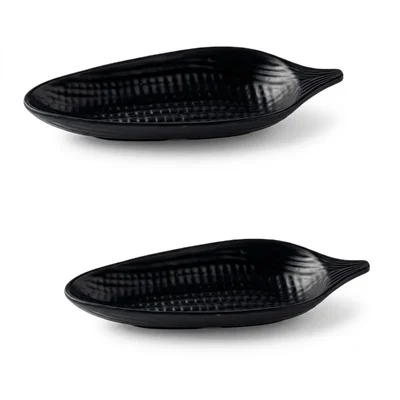 13-Inch Melamine Corn Bowl (Pack of 2) Serving Set for Party Snacks & Salads Break-Resistant Oval Platters