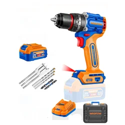 Wadfow 13mm 20V Cordless, Brushless Impact Drill With Battery, Charger & Bits, Max. Torque 92Nm (WCDP9281)